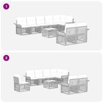 vidaXL Ensemble de canapé de jardin 9 Pièces Gris polyrotin