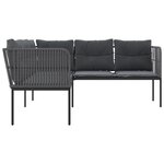 vidaXL Canapé de jardin avec coussins forme de L noir acier textilène