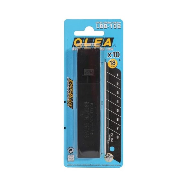 Etui de 10 lames Noires 18mm LBB-10B pour cutter OLFA L1/GREEN OLFA
