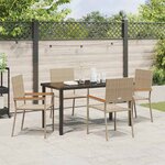 vidaXL Ensemble de salle à manger pour jardin 5 Pièces Beige Poly rotin