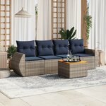 vidaXL Salon de jardin 5 Pièces avec coussins gris résine tressée