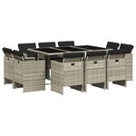 vidaXL Ensemble à manger de jardin 11Pièces avec coussins gris poly rotin