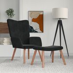 vidaXL Chaise de relaxation avec repose-pied Noir Velours
