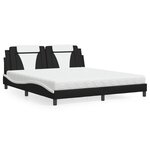 vidaXL Lit Viana avec matelas noir et blanc 180x200 cm similicuir