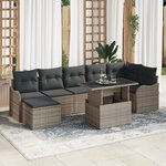 vidaXL Ensemble de Canapés de Jardin 8 pièces avec Coussins Gris Poly Rattan