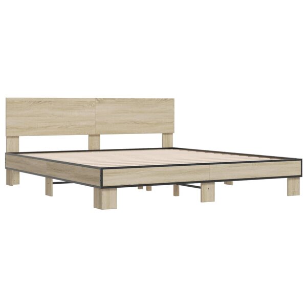 vidaXL Cadre de lit sans matelas chêne sonoma 200x200 cm