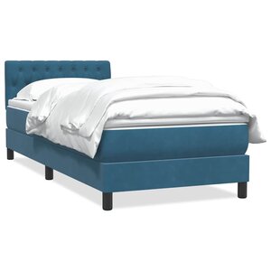 vidaXL Sommier à lattes de lit et matelas bleu foncé 80x220 cm velours