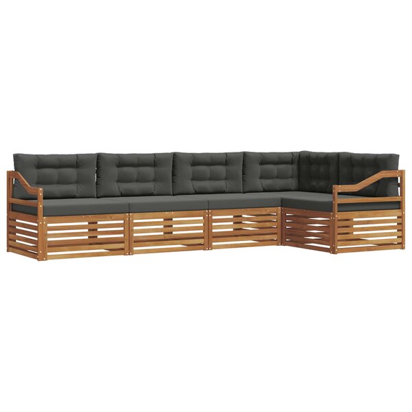 vidaXL Ensemble de canapés d'extérieur 5 pc Naturel et Anthracite