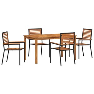 vidaXL Ensemble de salle à manger pour jardin 5 Pièces Noir