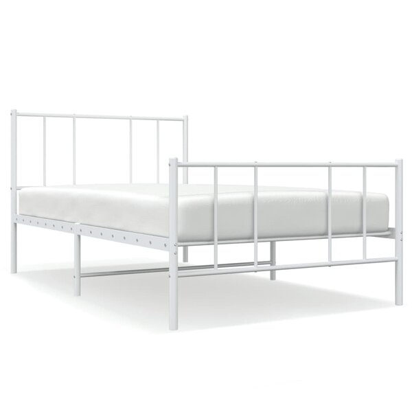 vidaXL Cadre de lit métal avec tête de lit/pied de lit blanc 100x190cm
