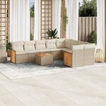 vidaXL Salon de jardin avec coussins 10 Pièces beige résine tressée