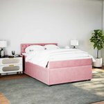 vidaXL Sommier à lattes de lit avec matelas Rose 140x200 cm Velours