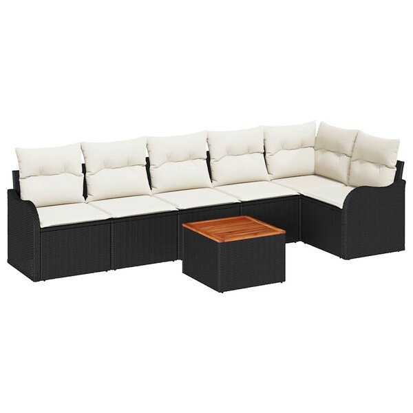vidaXL Ensemble de canapé de jardin 7 Pièces Noir et blanc