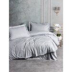 Parure de lit - housse de couette 220 x 240 + 2 taies d'oreiller 60 x 60 - Satiné coton - Gris