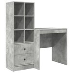 vidaXL Bureau avec Rangement Gris Béton Bois d'Ingénierie