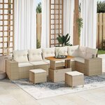 vidaXL Ensemble de canapé de jardin avec coussin 9 Pièces Beige et crème