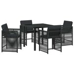 vidaXL Ensemble de salle à manger pour jardin 5 Pièces Noir polyrotin