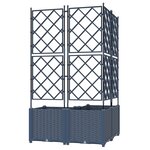 vidaXL Bac à fleurs avec Treillis 3 Pièces Gris 80 x 80 x 143 cm PP