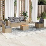 vidaXL Salon de jardin avec coussins 6 Pièces beige résine tressée