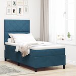 Lit à ressort avec matelas vidaXL Bleu foncé 100x200 cm Velours