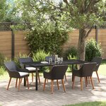 vidaXL Ensemble de 7 pièces jardin en poly rotin noir