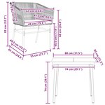 vidaXL Ensemble à manger jardin coussins 3 Pièces gris poly rotin verre