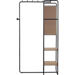 Meuble d'entrée métallique - Noir / Chëne artisan - 100 x 185 x 37 cm - 2 étageres - 1 miroir