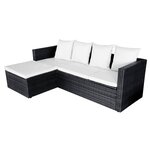 vidaXL Salon de jardin 4 Pièces avec coussins Résine tressée Noir