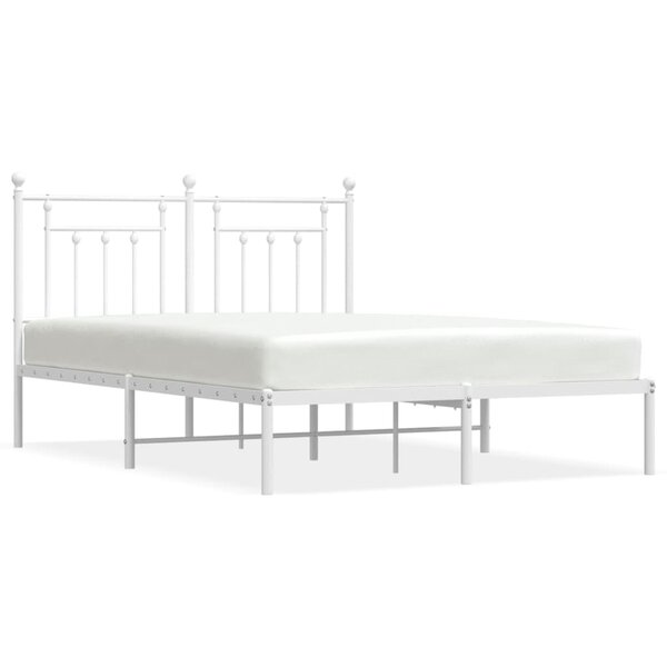 vidaXL Cadre de lit métal avec tête de lit blanc 150x200 cm