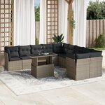 vidaXL Salon de jardin 11 Pièces avec coussins gris clair résine tressée