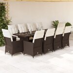 vidaXL Ensemble de bistro de jardin 11 Pièces coussins marron poly rotin