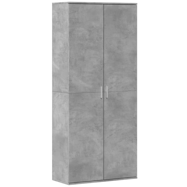 vidaXL Buffet haut gris béton 80x35x180 cm bois d'ingénierie