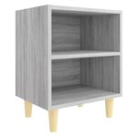 vidaXL Tables de chevet pieds en bois 2 Pièces Sonoma gris 40x30x50 cm