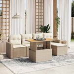 vidaXL Salon de jardin avec coussins 6 Pièces beige résine tressée