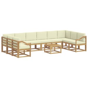 vidaXL Ensemble de canapés d'extérieur 11 Pièces Blanc et crème