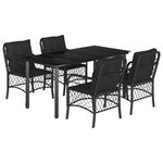vidaXL Ensemble à manger de jardin coussins 5Pièces Noir Résine tressée