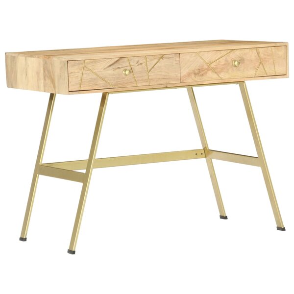 Bureau table poste de travail meuble d'ordinateur informatique étude avec tiroirs 100 x 55 x 75 cm bois solide de manguier brun 02_0023461