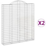 vidaXL Paniers à gabions arqués 2 Pièces 200x30x220/240 cm fer galvanisé