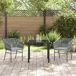 vidaXL Ensemble de salle à manger de jardin 3 pièces avec coussins en poly rattan gris