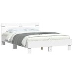 vidaXL Cadre de lit avec tête de lit et LED blanc 120x200 cm