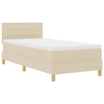 vidaXL Lit à ressort LED avec bandes LED Crème 90 x 190 cm tissu
