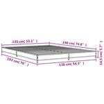 vidaXL Cadre de lit chêne marron 135x190 cm bois d'ingénierie et métal
