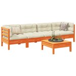 vidaXL Salon de jardin 5 Pièces avec coussins cire marron bois pin massif