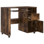 vidaXL Bureau avec roulettes avec tiroir Chêne fumé 91 x 50 x 77 cm