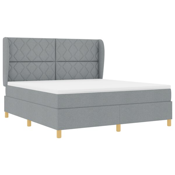 lit box spring vidaXL avec matelas gris clair 180x200 cm en tissu