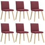vidaXL Chaises à manger lot de 6 rouge bordeaux tissu