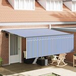 vidaXL Auvent Rétractable Bleu et Blanc 400 × 300 cm