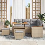 vidaXL Ensemble de canapé de jardin 8 Pièces Beige polyrotin