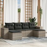 vidaXL Salon de jardin 6 Pièces avec coussins gris clair résine tressée