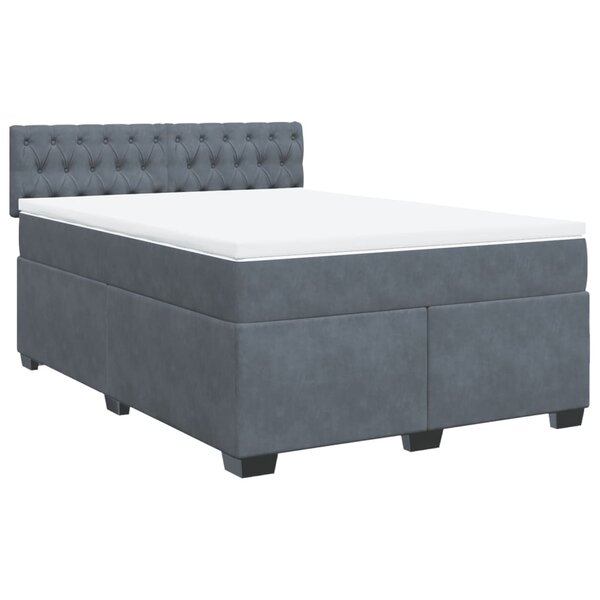 vidaXL Sommier à lattes de lit et matelas Gris foncé 140x190cm Velours